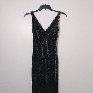 Ralph Lauren long brown paisley velvet gown